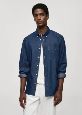 Chambray katoenen slim-fit overhemd