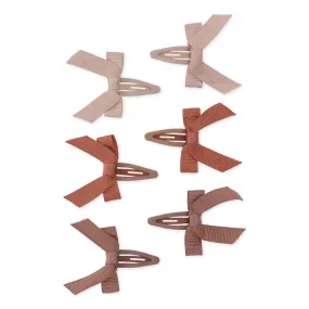 Konges Slojd 6-pack hair clips bow rouge pack haarspeldjes met strikje roze-tinten