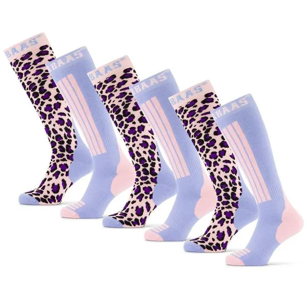 Poederbaas Skisokken 6-pack Panther Pink   