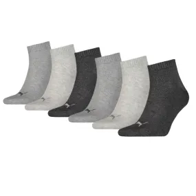 Puma Quarter Sokken Plain 6-pack Antraciet Melange    
