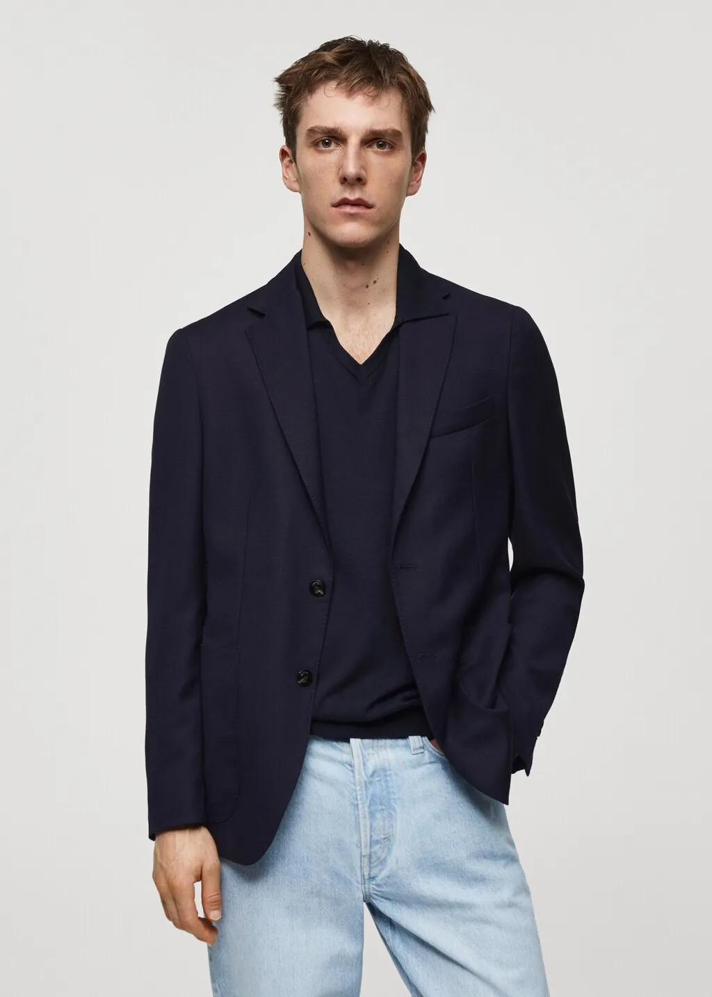 Slim-fit blazer 100% scheerwol