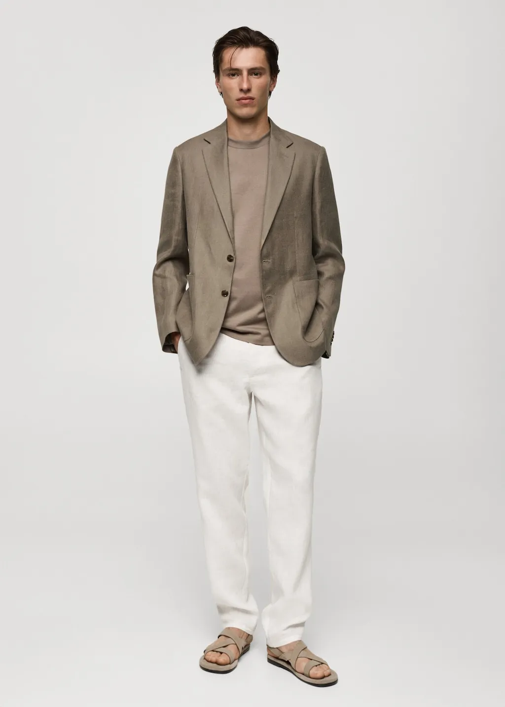 Slim fit blazer van 100% linnen