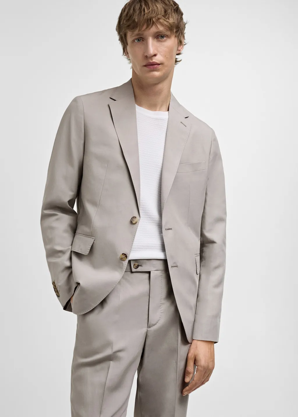 Slim-fit colbert van een linnenblend