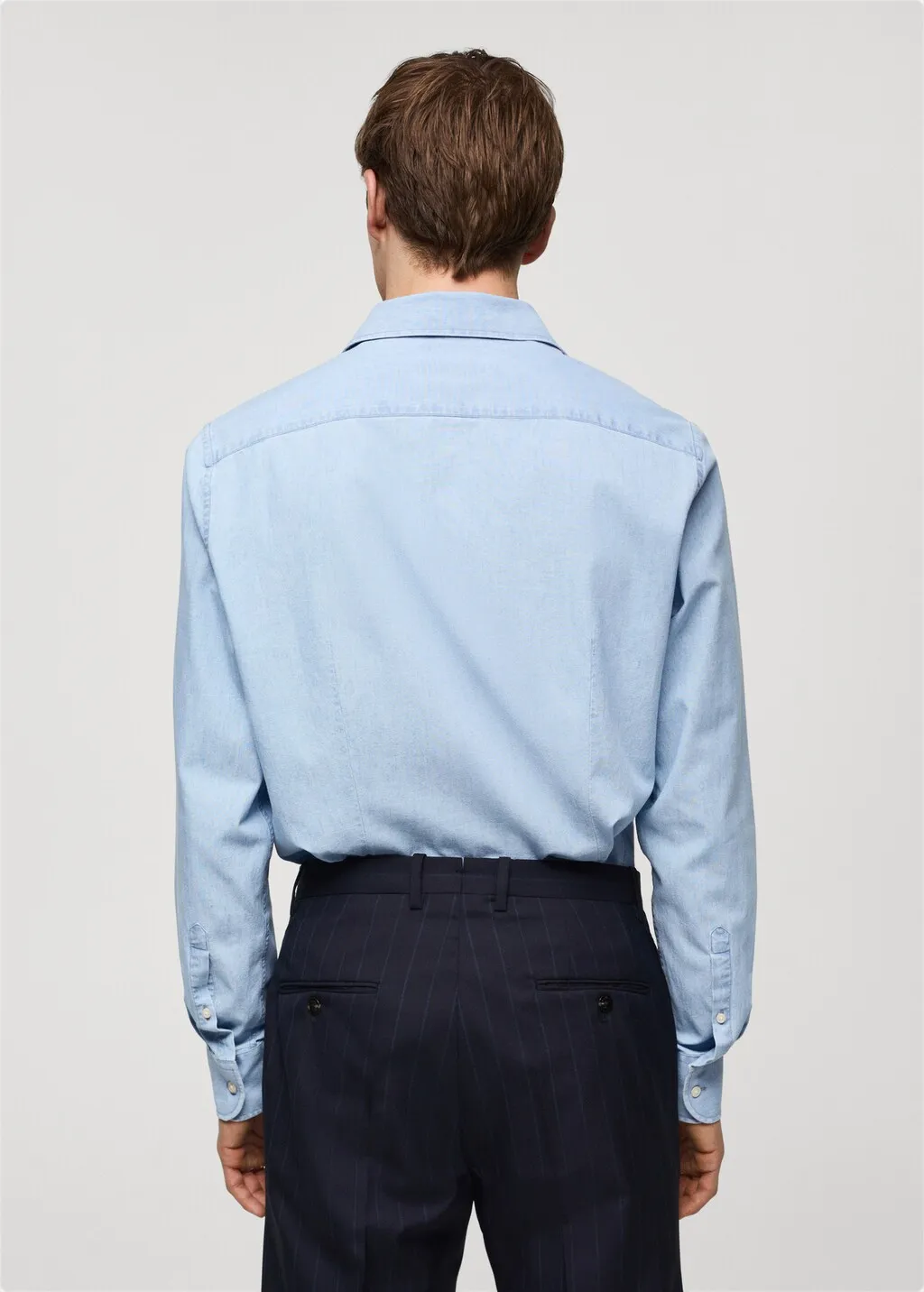 Slim-fit overhemd 100% indigokatoen