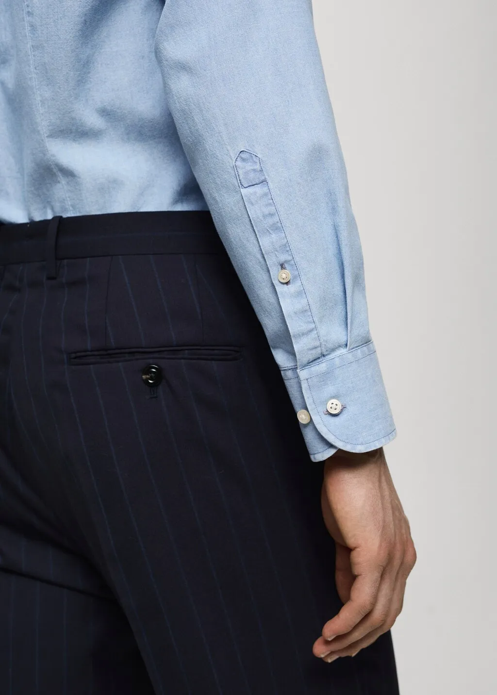 Slim-fit overhemd 100% indigokatoen