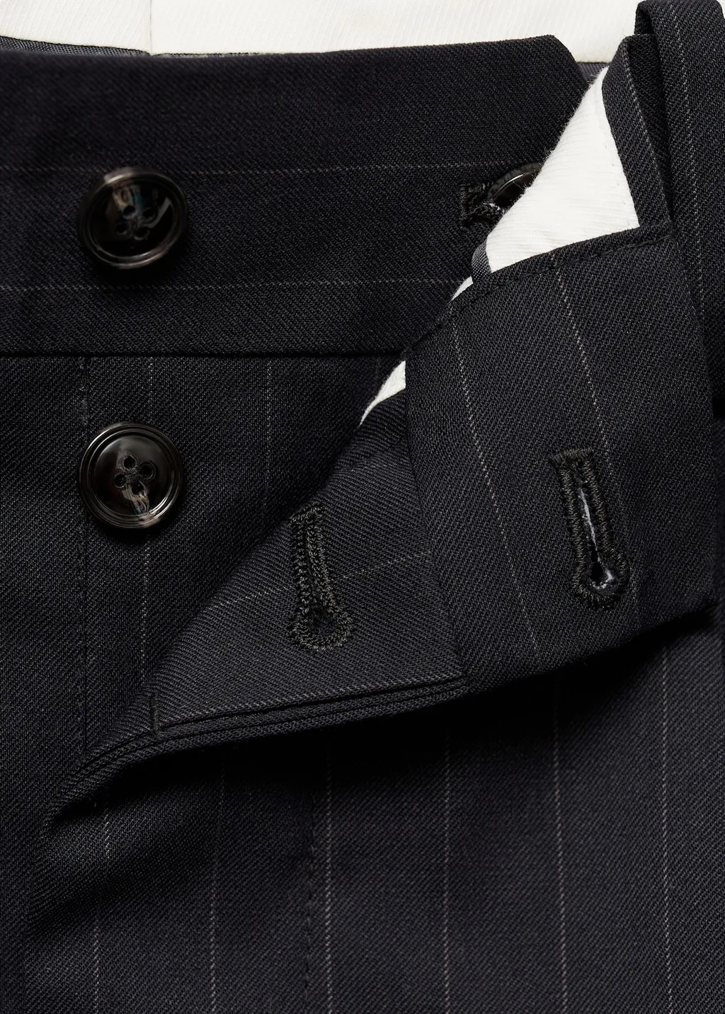 Slim fit wool suit trousers with stripes